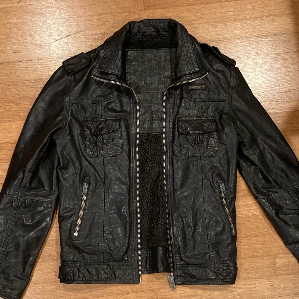 Superdry leather jacket RYAN size medium